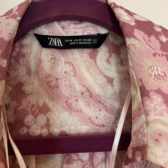 Zara Sheer Button Down Paisley Dress size Medium - Picture 3 of 3